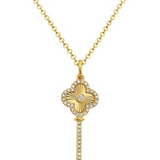 14K Yellow Gold Diamond Key Necklace