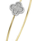 14K Two-Tone Diamond Clover Bangle: