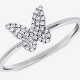 14K White Gold Diamond Butterfly Ring