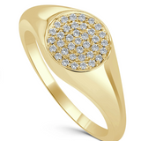 14K Gold & Diamond Circle Signet Ring