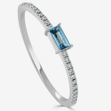 14K Gold & Blue Topaz Baguette Stackable Ring