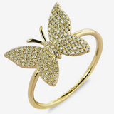 14K Gold Diamond Butterfly Ring