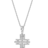 14K White Gold Diamonds Multi-Row Cross Pendant