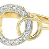 14K Yellow Gold Diamonds Geometric Entwined Circles Ring