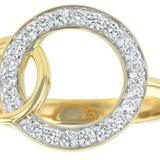 14K Yellow Gold Diamonds Geometric Entwined Circles Ring