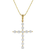 14K Yellow Gold Diamond Shared Prong Cross Pendant