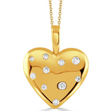 18K Yellow Gold Diamond Heart Pendant