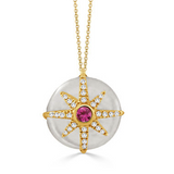 14K Mother of Pearl and Pink Sapphire Necklace