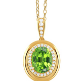 18K Peridot and Diamond Pendant Necklace