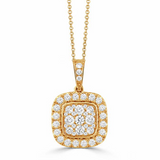 18K Yellow Gold Diamond Cluster Pendant with Diamond Bail