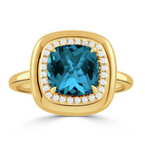 18K London Blue Topaz and Diamond Ring