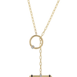 14K Yellow Gold Black & White Diamond Toggle Necklace