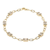 14K Yellow Gold Baguette Diamond Link Bracelet
