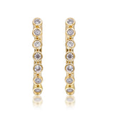 14K Yellow Gold Bezel Diamond Hoop Earrings