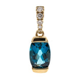 14K Yellow Gold London Blue Topaz & Diamond Pendant