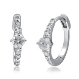 14K White Gold Graduated Diamond Huggie Earrings