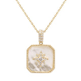 14K Yellow Gold Mother-of-Pearl Diamond Starburst Pendant