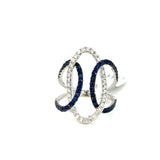 18K White Gold Diamond & Blue Sapphire Ring