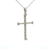 14K White Gold Diamond Cross Pendant