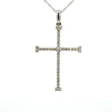 14K White Gold Diamond Cross Pendant