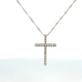 14K White Gold Diamond Cross Pendant