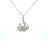 14K White Gold Diamond Crab Pendant