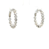 14K White Gold Diamond Hoop Earrings
