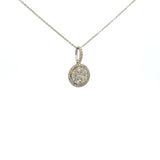 14K White Gold Round Diamond Halo Pendant