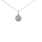 14K White Gold Round Diamond Halo Pendant