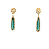14K Yellow Gold Lagoon Tourmaline Drop Halo Earrings