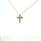 14K Yellow Gold Diamond Cross Necklace