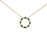 14K Yellow Gold Emerald & Diamond Circle Pendant