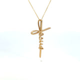 14K Yellow Gold Jesus Script Cross Pendant
