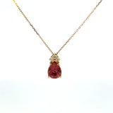 14K Yellow Gold Pink Tourmaline & Diamond Pendant