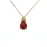 14K Yellow Gold Pink Tourmaline & Diamond Pendant