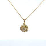 14 K Yellow Gold Diamond Cluster Circle Pendant