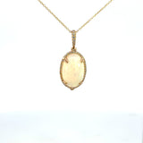 14K Yellow Gold  Opal & Diamond Oval Halo Pendant