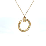 14K Yellow Gold Diamond Circle Pendant Necklace