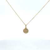 14 K Yellow Gold Diamond Cluster Circle Pendant