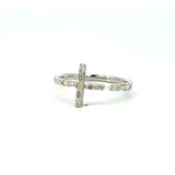 14K White Gold Diamond Cross Ring