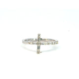 14K White Gold Diamond Cross Ring
