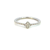 14K White Gold Diamond Clover Stacking Ring