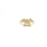 14K Yellow Gold Marquise Diamond Flower Ring