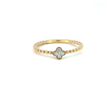 14K Yellow Gold Diamond Clover Stacking Ring