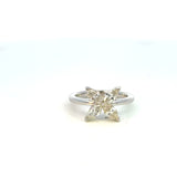 14K White Gold Diamond Clover Stacking Ring