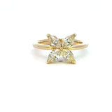 14K Yellow Gold Marquise Diamond Flower Ring