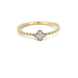 14K Yellow Gold Diamond Clover Stacking Ring