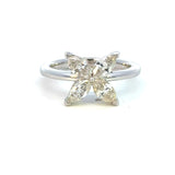 14K White Gold Diamond Clover Stacking Ring