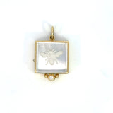 14K Yellow Gold Carved Crystal Bee Charm
