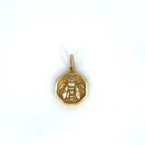 14k Yellow Gold Octagon Bee Medallion Pendant